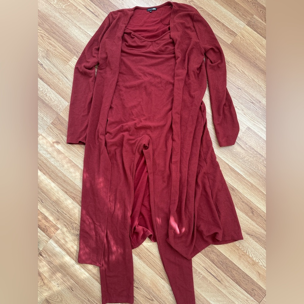 Fashion Nova Deep Red Two Piece Set
